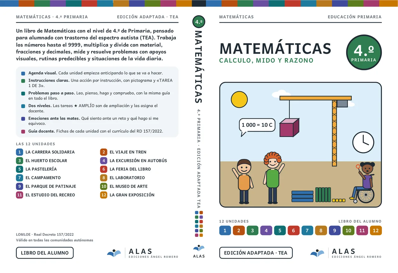 Matemáticas 4.º: portada y contraportada