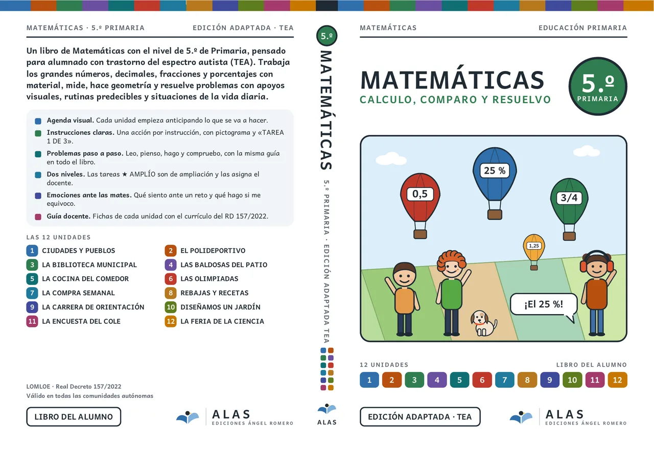 Matemáticas 5.º: portada y contraportada