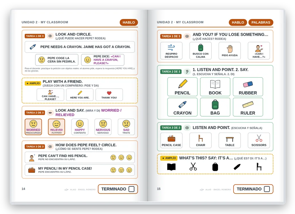 Inglés 1.º abierto. Unidad 2: vocabulario con imágenes