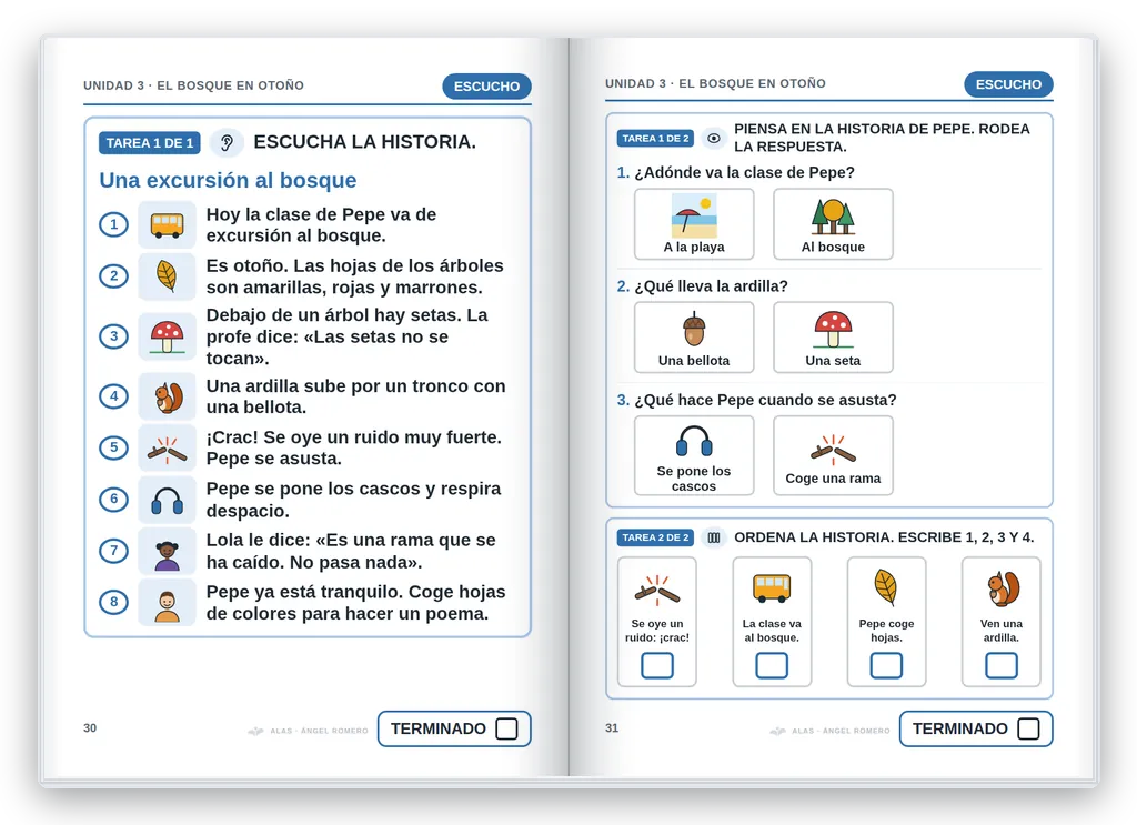 Lengua 2.º abierto. Unidad 3: historia en viñetas y preguntas