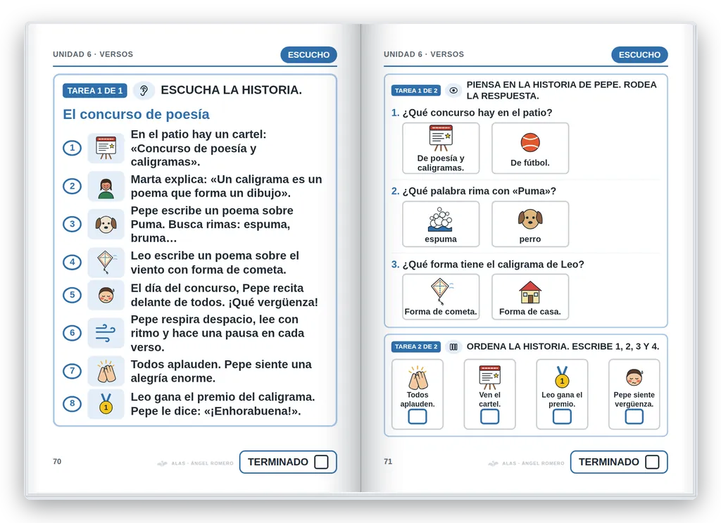 Lengua 4.º abierto. Unidad 6: historia en viñetas y preguntas
