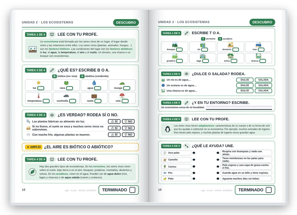 Ciencias de la Naturaleza 4.º abierto. Unidad 2: descubro: contenidos con apoyos visuales