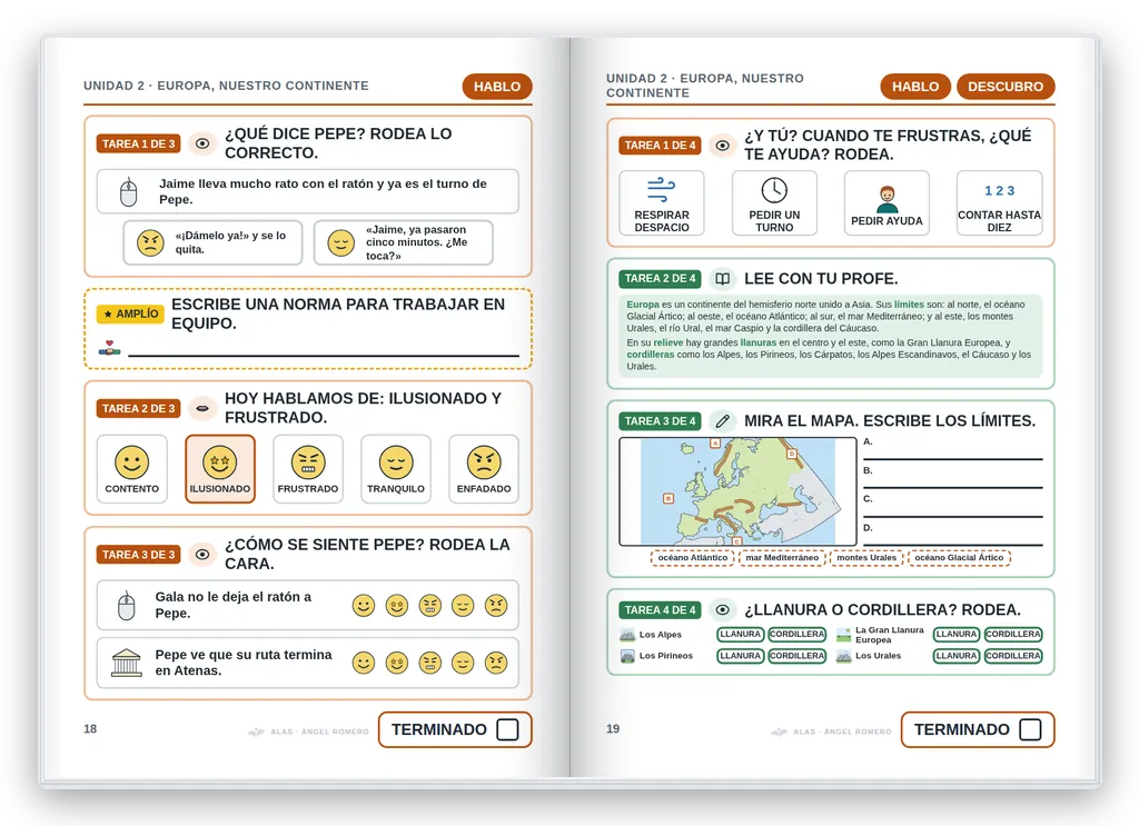 Ciencias Sociales 6.º abierto. Unidad 2: descubro: contenidos con apoyos visuales